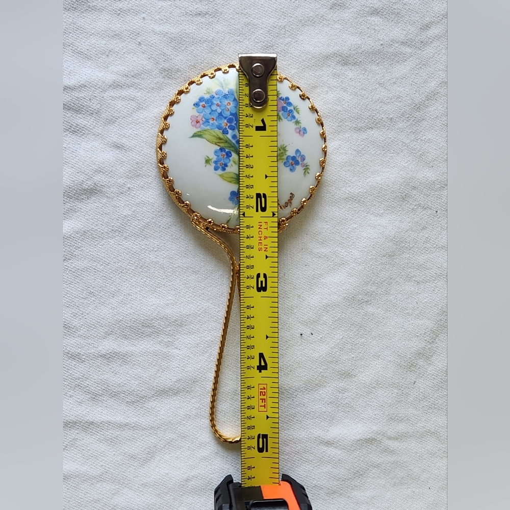 Vintage Forget Me Not Floral Small Fragonard Limoges Handbag Mirror Germany - Picture 3 of 4